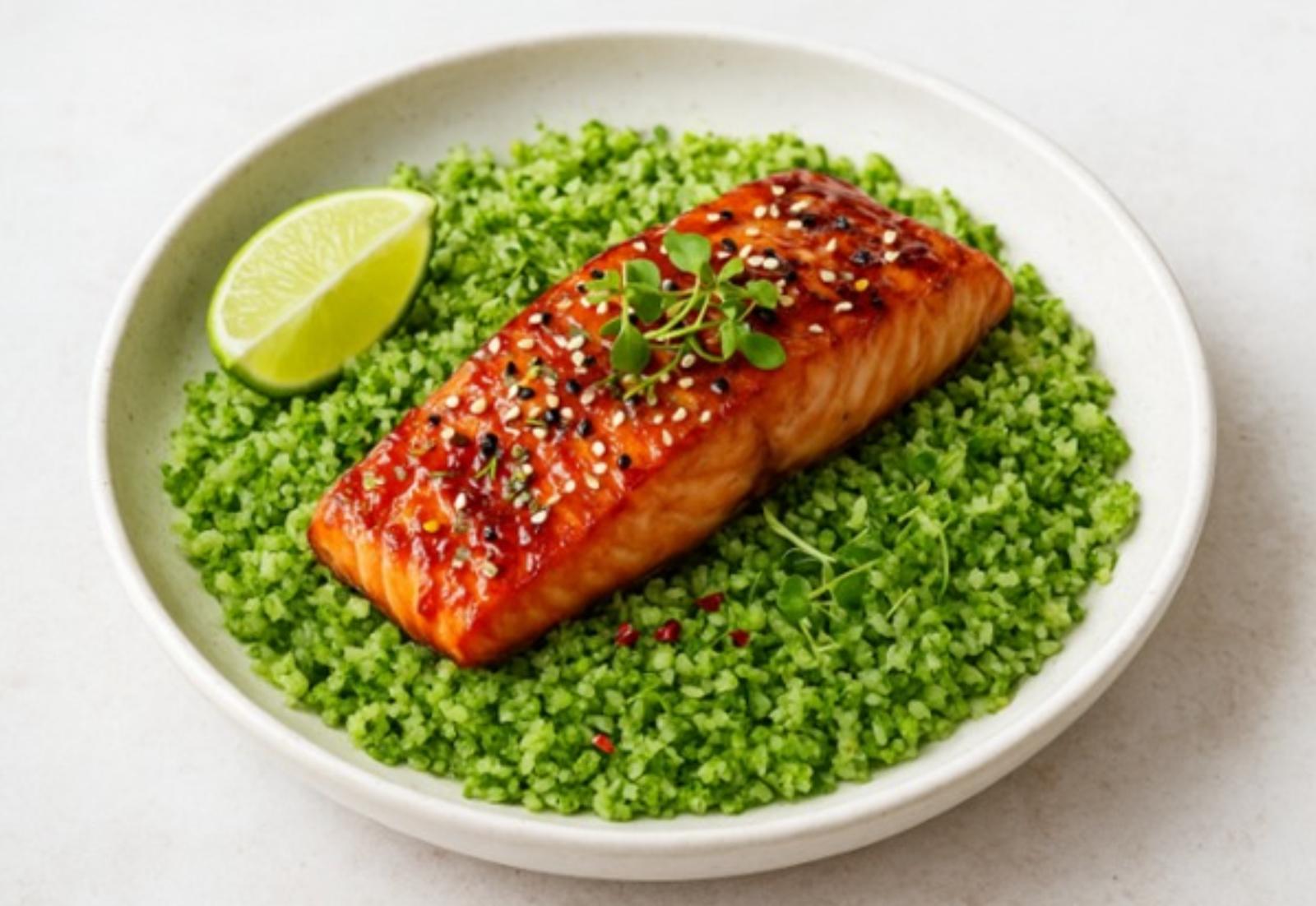 Broccolirijst met zalm